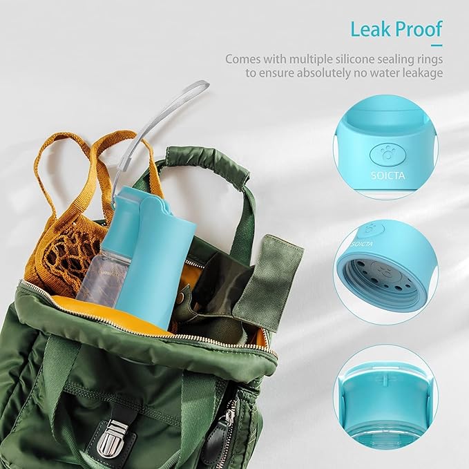Portable Dog Small Animals Water Bottle for Walking 19 OZ or 12 OZ Pet Water Bottles for Puppy Medium Large Dogs Little Animals Water Dispenser Dog Small Animals Water Bowl (19OZ Blue)