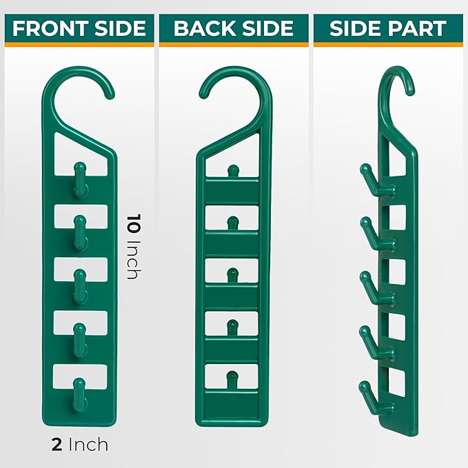 CraftyCrocodile Space Saving Hangers for Clothes - 2 in Pack, Heavy Duty Plastic, Multi Closet Space Savers for Shirts, Pants, Jeans, Sweaters - Hanger Organizer Space Saver