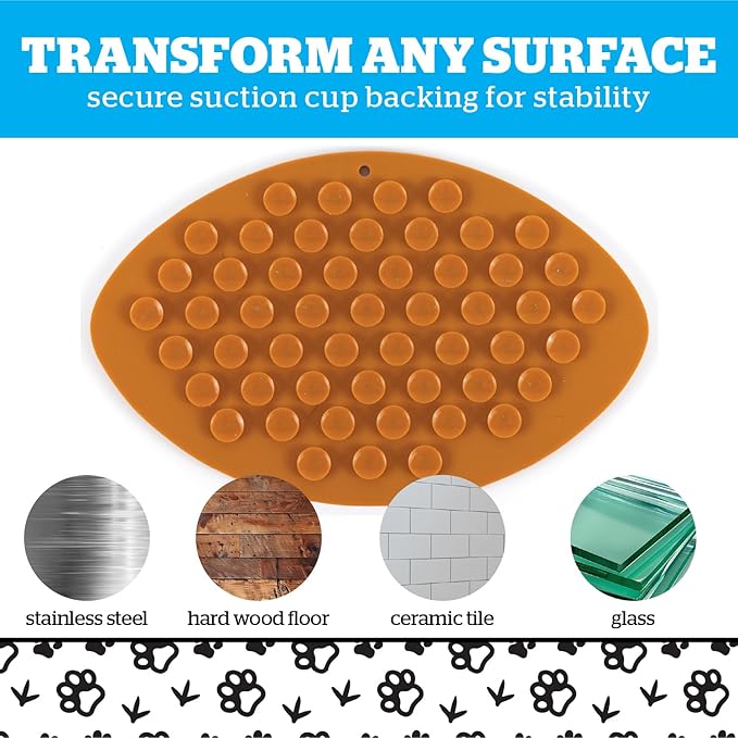 BigMouth Football Silicone Lick Mat for Dogs and Cats, Slow Feeder Enrichment Pad, Dishwasher Safe Anxiety Relief Toy
