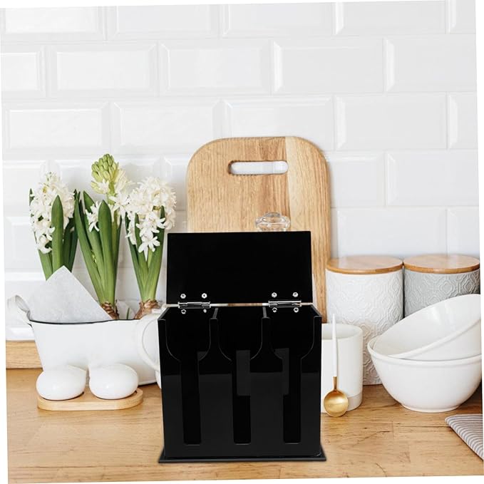 Mikinona Acrylic Spoon Holder 3-Compartment Cutlery Organizer for Kitchen Silverware Dispenser for Spoons and Forks