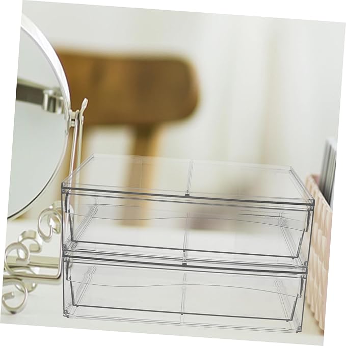 IMIKEYA 2pcs Detachable Acrylic Makeup Organizer Box with Drawer Stylish Desktop Storage for for Bathroom and Vanity Organization