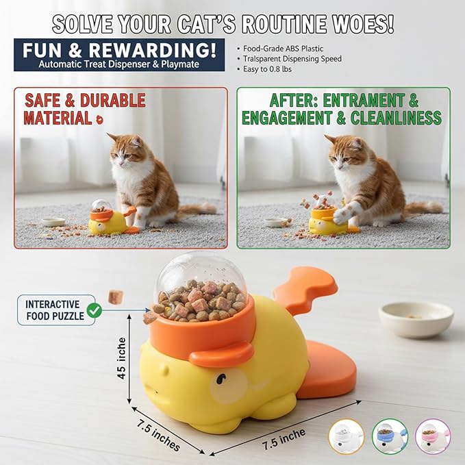 Dog Feeder Puzzle Toy Duck, Dog Treat Dispenser, Interactive Duck Cat Puzzle Feeders Toys, 2-in-1 Interactive Slow Feeder Puzzle Toy (A)