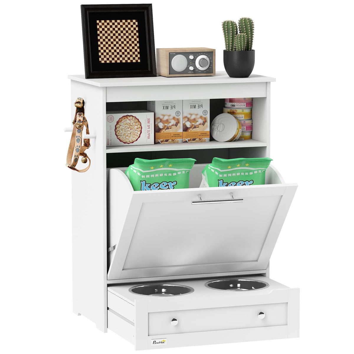 PawHut Dog Feeding Station with Raised Bowls, Pet Feeder Station - Image 1