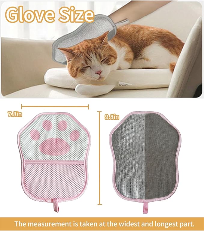 Pet Hair Removal Glove for Dogs Cats Electrostatic Hair Remover Gloves,Reusable Pet Hair Removal Glove Grooming Tool for Clothing, Sofa, Carpet, Car Seat,Bed(Pink,1Pcs)