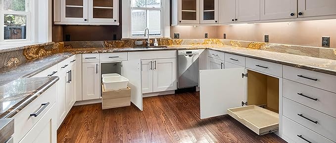Couver Pull Out Drawers For Cabinets, 19.5"W x 21.25"D X 4"H Soft Close Slide Out Wood Shelves Storage Organizer for Kitchen, Finished, Heavy-Duty, Bottom Assembly