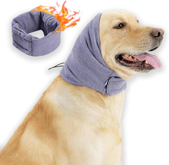 Ear Muffs for Dogs,Calming Hoodie Thunder Head Wrap,No Shake Anxiety Relief Pet Covers Ear Noise Protection Vest for Dogs for Fireworks,Vet Visits,Bathing(Purple,S)