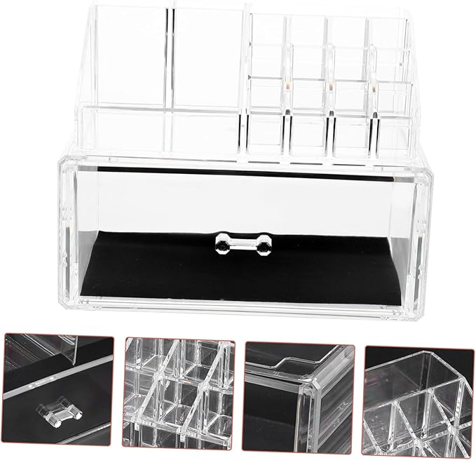 Angoily Makeup Storage Organizer Box Acrylic Case Organizer Cosmetic Storage Case Display Lipstick Foundation Organizer