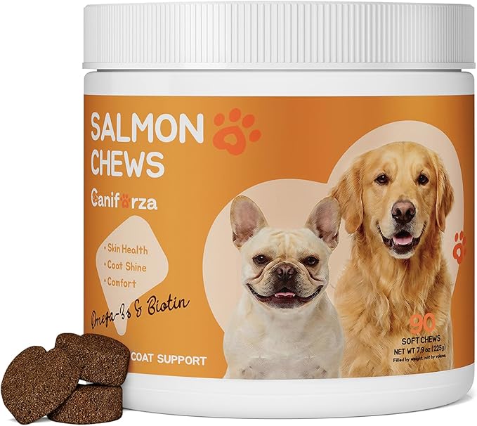 Omega 3 Fish Oil 90 Soft Chews for Dogs with Algae Omega-3, Salmon Oil, Kelp & Biotin | Skin & Coat Support, Comfort for Itchy Skin & Immune Support