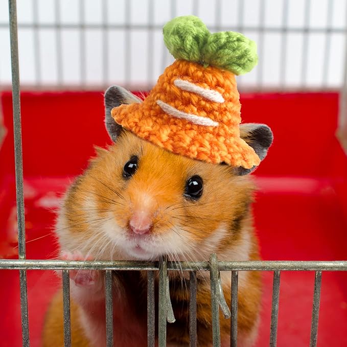 Kajaia 10 Pcs Hamster Hat Small Animals Cute Tiny Hat Mini Hand Knitted Hats for Snakes Pets Bearded Dragon Guinea Pig Bunny Costume Accessories Easter Holiday Parties(Fresh Style)