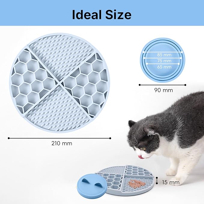 Pet Licking Mat Set with Suction Cups & Can Lid for Dogs and Cats, Food-Grade Silicone Slow Feeding Puzzle Toy, Non-Slip Dog Treat Mat for Anxiety & Boredom Relief (Sky Blue)