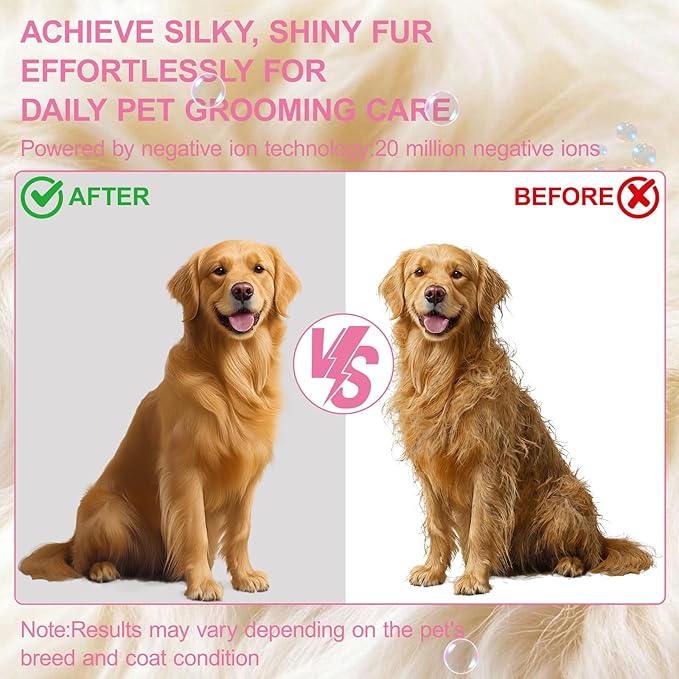 Pet Hair Dryer, Neck-Hanging Dog Dryer for Pet Grooming with 3 Speeds 4 Temp, Dog Blow Dryer for Small to Medium Pets with Stand, for Pet Salon Grooming,Powerful Airflow for Rapid Drying (Pink)