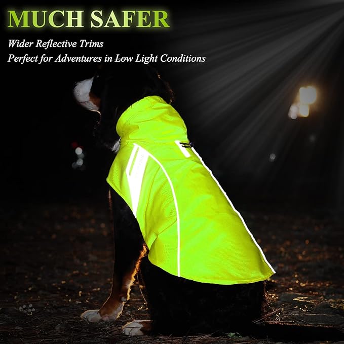 VIVAGLORY Wetoff Dog Raincoat, Rain Coat for Dog All Seasons Adventure, Rain Jacket with Harness Hole & Hood, Reflective Lightweight Waterproof for Doggy & Puppy, XXS, Bright Yellow