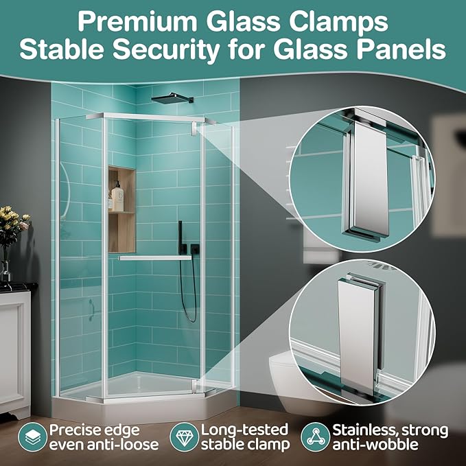 36 Corner Shower Door,36" W x 72" H Neo-Angle Corner Shower Enclosure,Frameless Pivot Shower Doors with 1/4” (6MM) SGCC Tempered Glass for Walk-in Shower,Chrome