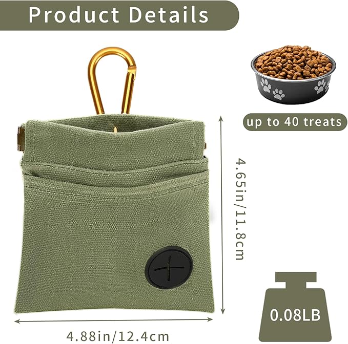 Dog Treat Pouch 2 Pack – Hands-Free Training Bag, Auto-Close, Waterproof