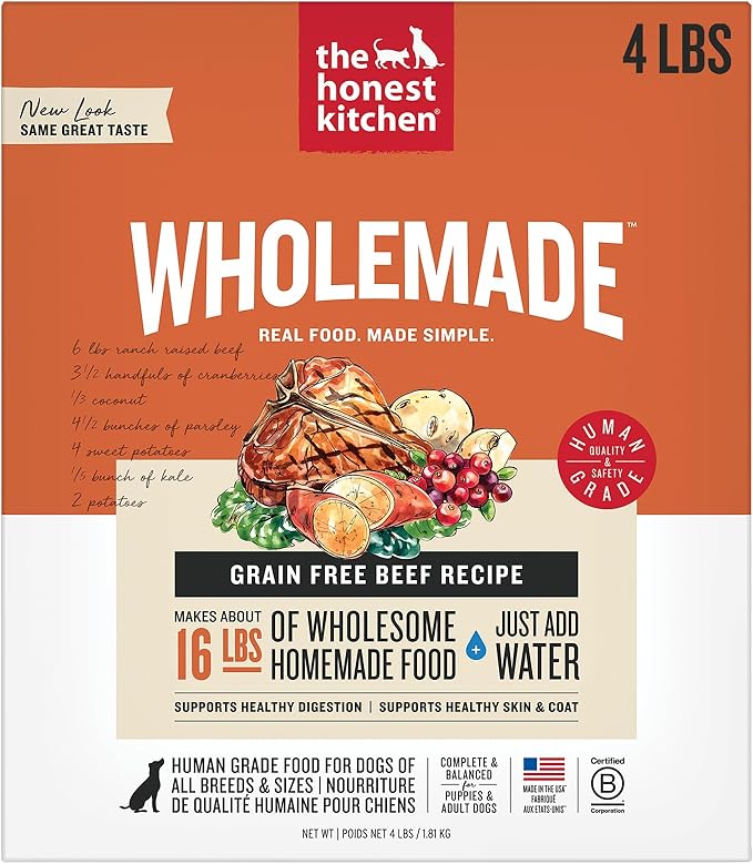The Honest Kitchen Wholemade™ Dehydrated Grain Free Beef Dog Food, 4 lb Box