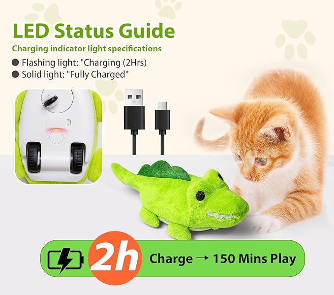 Peanut Tough Dog Toys for Aggressive Chewers - Indestructible Chew Toy Bone for M/L Breeds & 360° Random Movement, Tail Wagging & Catnip Stimulation - Electric Croc
