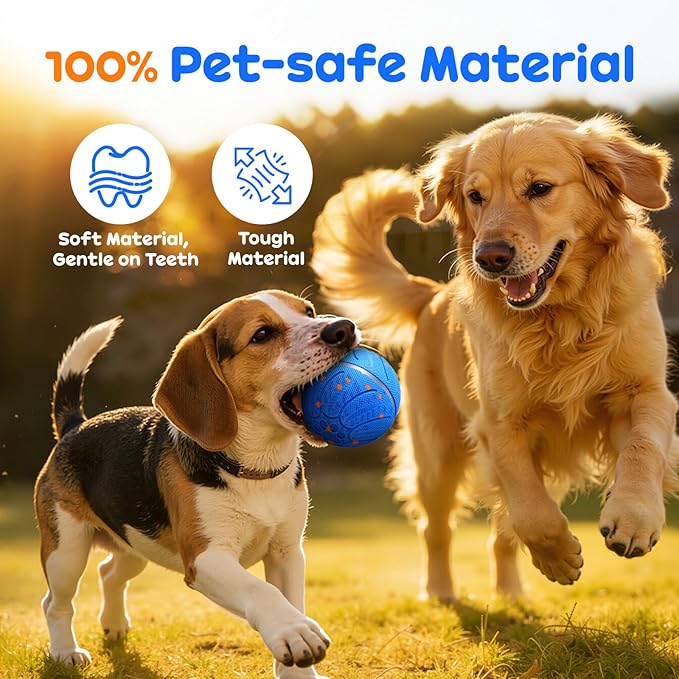 Smart Interactive Dog Toys, Upgraded Chew-Resistant E-TPU, Auto-Bounce & Rotating, Obstacle Avoidance, Ipx7 Waterproof with Colorful Led Lights for Indoor/Outdoor Use