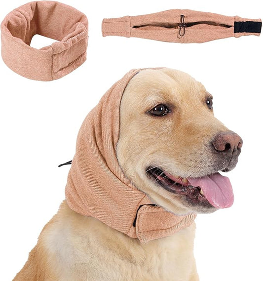 Dog Calming Hoodie, No Shake Ear Wraps for Dogs, Adjustable Dog Ear Muffs for Noise Protection, Ear Wrap Head Cover for Head Warp Anxiety Relief, Hematoma, Grooming and Force Drying