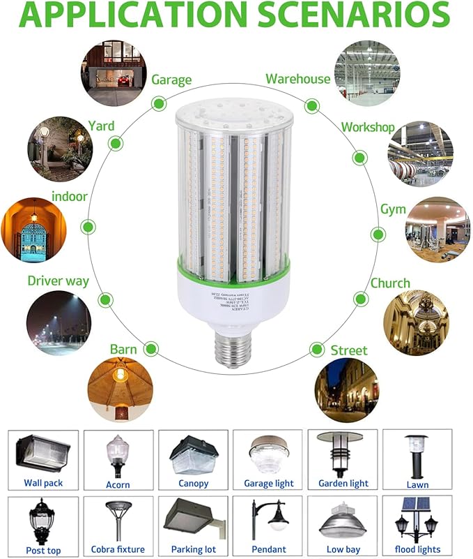 150W LED Corn Cob Light Bulb 2Pack,Equivalent 600W Metal Halide HPS HID CFL,5000K Daylight,E39 Mogul Base LED Retrofit Bulb,for Commercial Industrial Lighting Gyms Workshop Bay Light Fixture