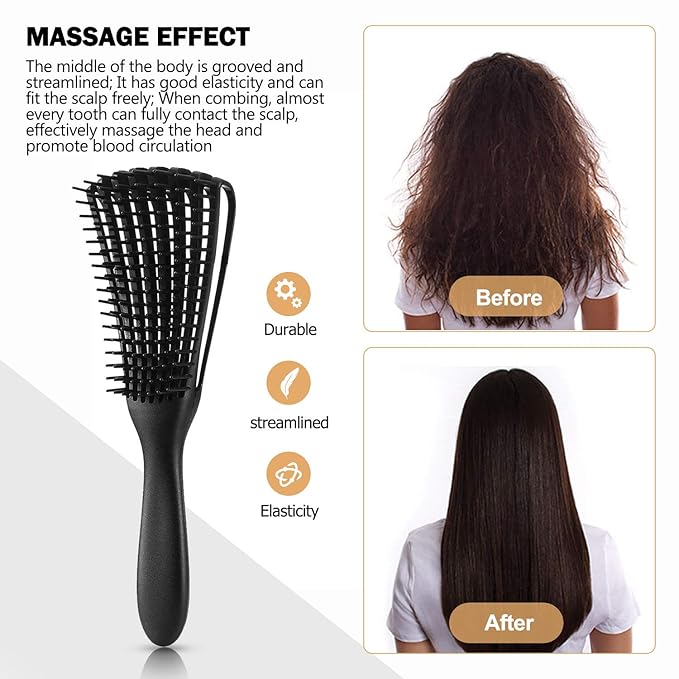 Detangling Brush for Afro America/African Hair Textured 3a to 4c Kinky Wavy/Curly/Wet/Dry/Oil/Thick/Long Hair, Hair Detangler for Beautiful Shiny Curls (3, Pink + Green + Black)