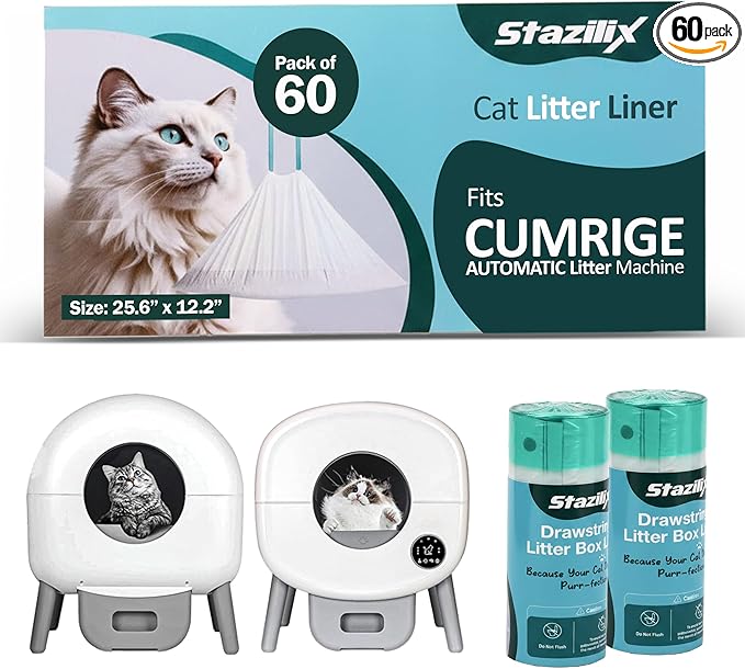 Cat Litter Liners Compatible with Cumrige Litter Box (M2) – 60 Count, Extra Thick, Heavy Duty
