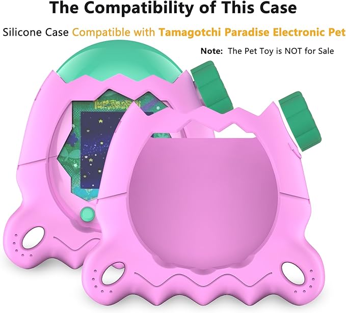 Silicone Case for Tamagotchi Paradise with Button Cap, Protective Cover with Screen Protector and Lanyard for Tamagotchi Paradise Pet Accessories (Pink)