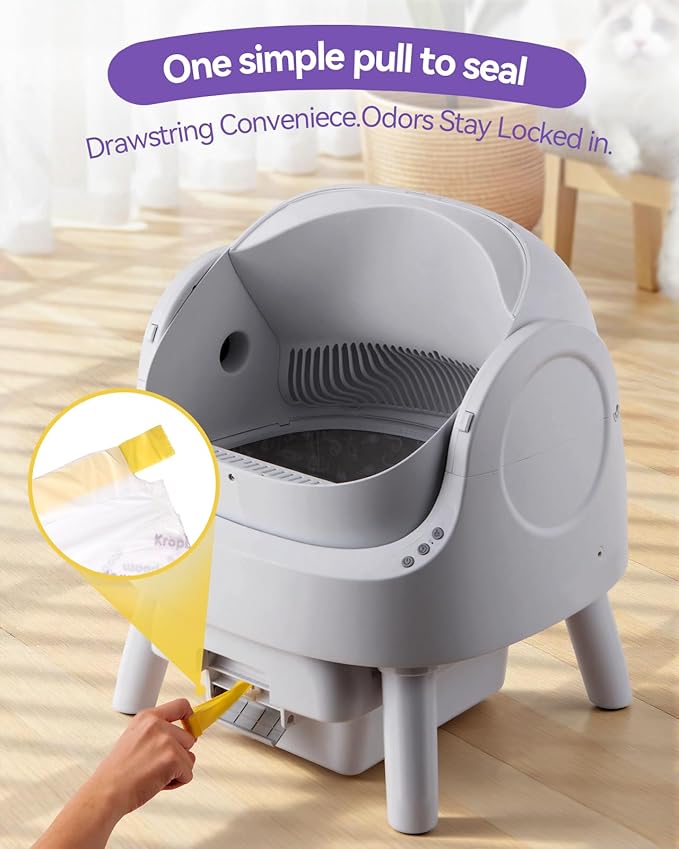 80 Count Automatic Cat Litter Box Liners Compatible with PetPivot AutoScooper 11 and Similar Open Top Self Cleaning Litter Box, Heavy Duty Cat Litter Bags Liners with Drawstring, 25.19" x 11.8"