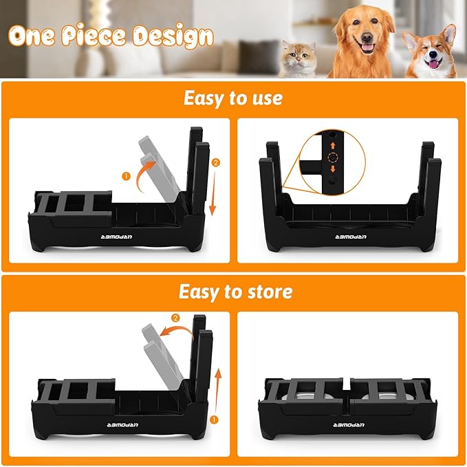 URPOWER Raised Dog Bowls 4 Height Adjustable Elevated Bowl Stand with Stainless Steel Water Bowl Non-Slip Dog Food Bowls Stand for Small Medium Large Dogs and Pets