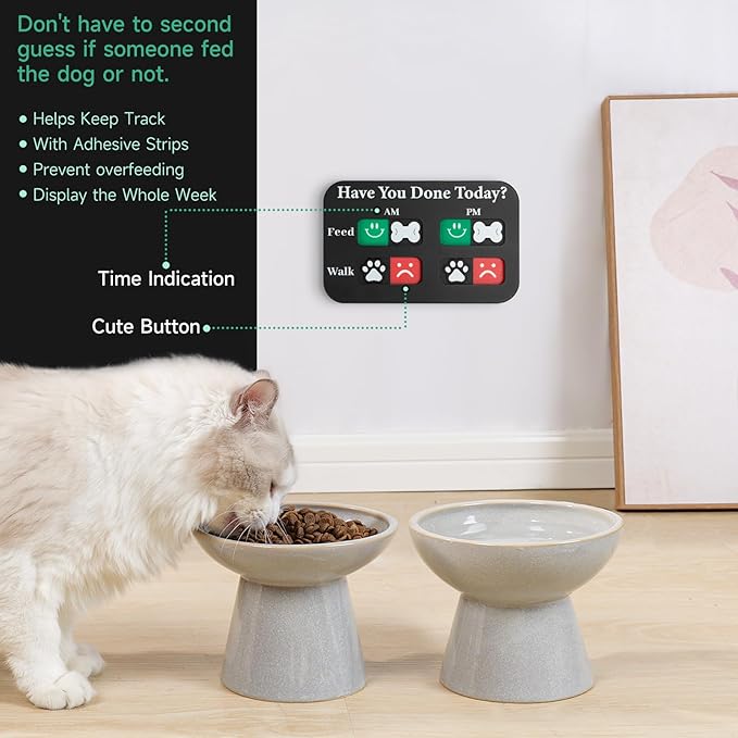 YAUYIK Dog Feeding Reminder, Magnetic Reminder Sticker, AM/PM Daily Indication Chart Feed/Walk Your Pets, Fridge Magnets and Double Sided Tape, Helps You to Track Pet Feeding & Walking (Black)