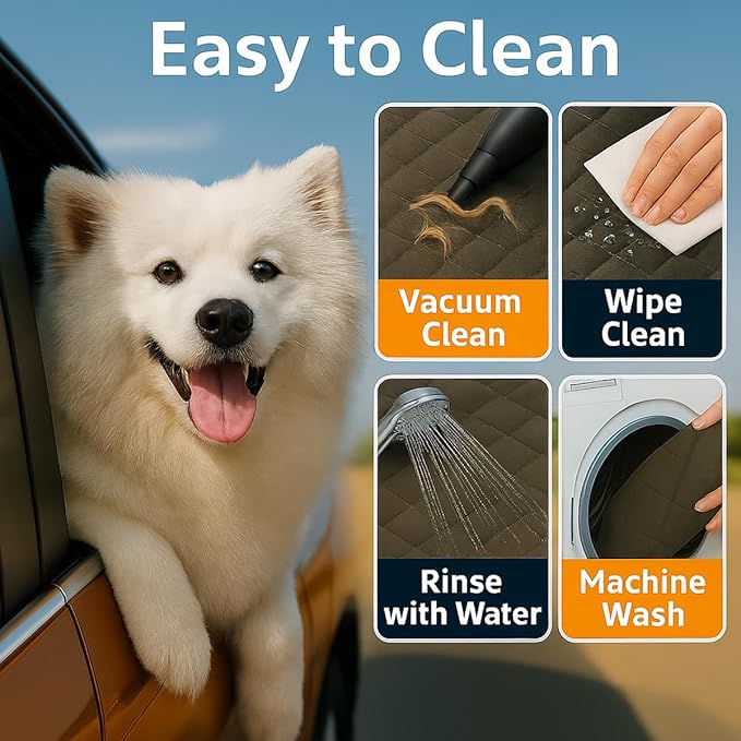 Dog Car Seat Cover for Back Seat, Hard Bottom Back Seat Extender for Dogs, Waterproof Dog Hammock for Car, Heavy Duty Dog Bed for Car, Car Dog Cover Back Seat, Non-Slip Pet Protector