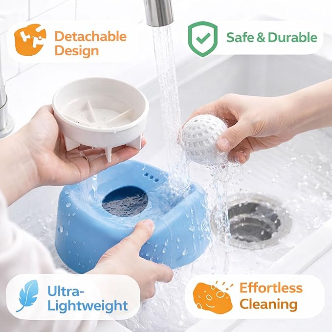 Interactive Slow Feeder Dog Lick Bowl for Liquid Treats Anti-Slip Ball-in-Bowl Design for Anxiety Relief Boredom Reduction, 3/4 Cup Capacity for Wet Food Yogurt More Ideal for Small Breeds