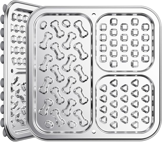 Stainless Steel Lick Mat for Dogs & Cats, Dog Lick Mat with Suction Cups & Crate Mount, Chew-Proof Slow Feeder with 3 Textured Zones for Calm Feeding & Anxiety Relief [1Pack]