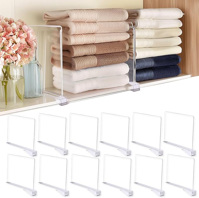 Shelf Dividers for Closet Organization, 12Pcs Closet Purse Organizeder Acrylic Shelf Dividers Purse Closet Organized Closet Dividers for Shelves Clear Shelf Dividers Shelf Separators in Closet (4Pcs)