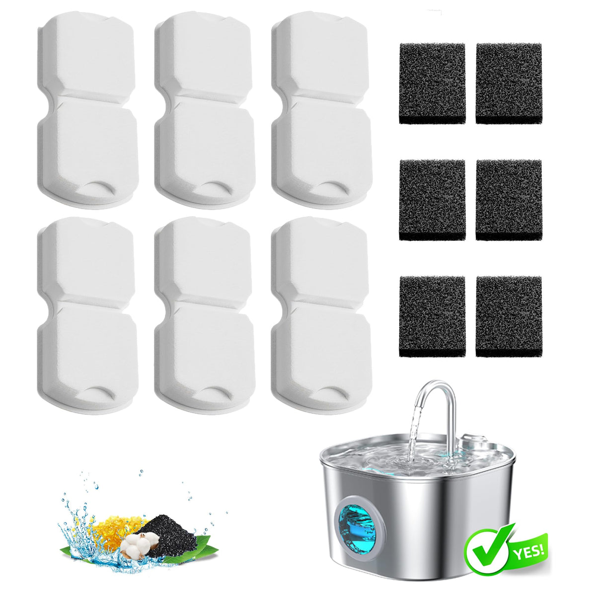 Cat Water Fountain Filter Replacement: 6Pack Pet Fountain Filters - Image 1