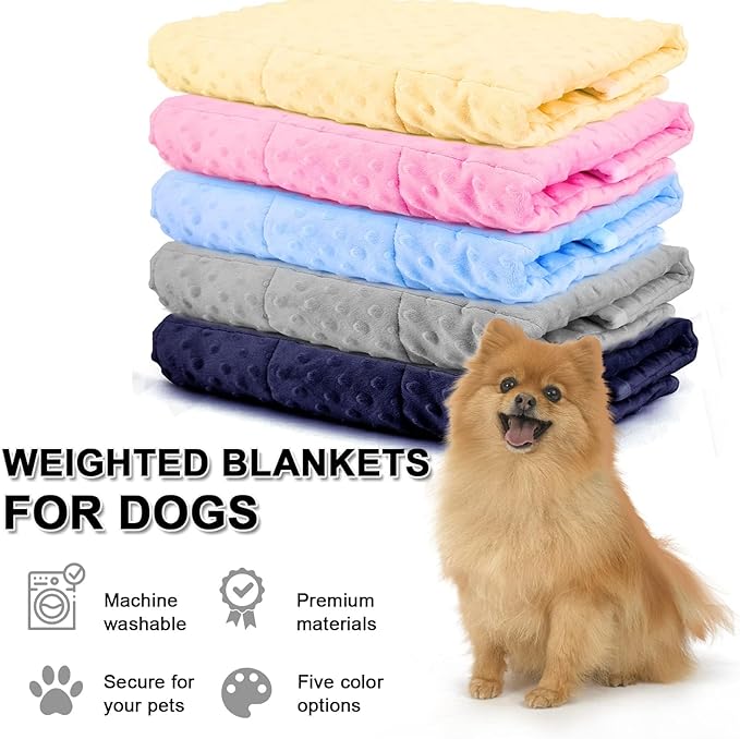 LaSyL Weighted Blanket for Pets | Thunder Blanket for Dogs Anxiety | Premium Soft Minky | Relaxation & Calming & Anti Anxiety | Used in Car, Bed, Couch | Dark Blue, Washable Large (40"x47")