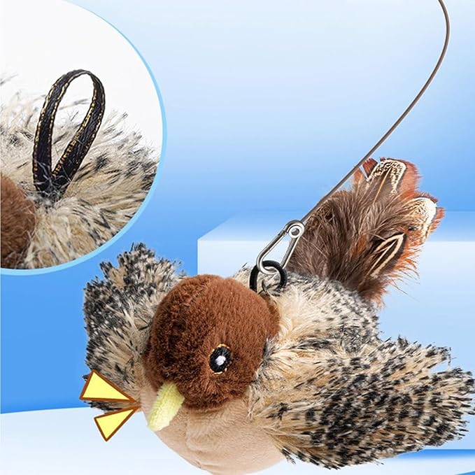 Flying Bird Cat Toy, Simulated Chirping Flapping Bird Cat Toy Wings, Rechargeable Interactive Flappy Bird, Realistic Cat Toys, Bird Catnip Toys for Indoor Cats (1PCS-A)