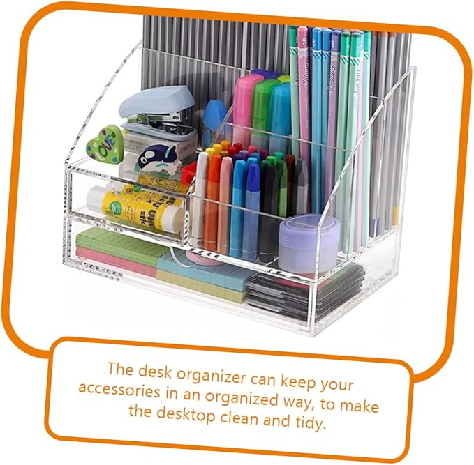 Desktop Organizer Storage Box for Makeup Stationery and Accessories Multi Acrylic Compartment Container for Use