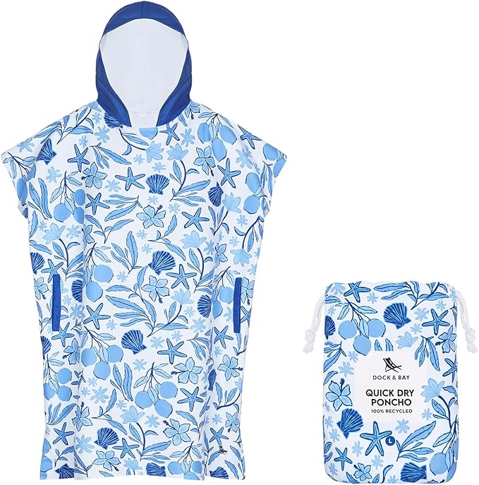 Dock & Bay Adult Poncho - Hooded Towel with Deep Pockets, Changing Robe - Quick Dry - Compact, Lightweight - Includes Bag