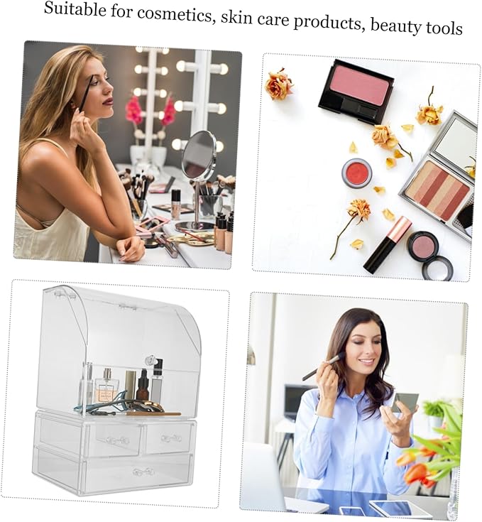 Acrylic Cosmetic Storage Box Lid Decorative Organizer Makeup Storage Case