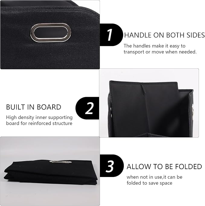 Geyecete Wooden Handle Soft Felt Storage Bin Organizer - Decorative Rectangular Pet Supplies Storage Basket/Bin - Black