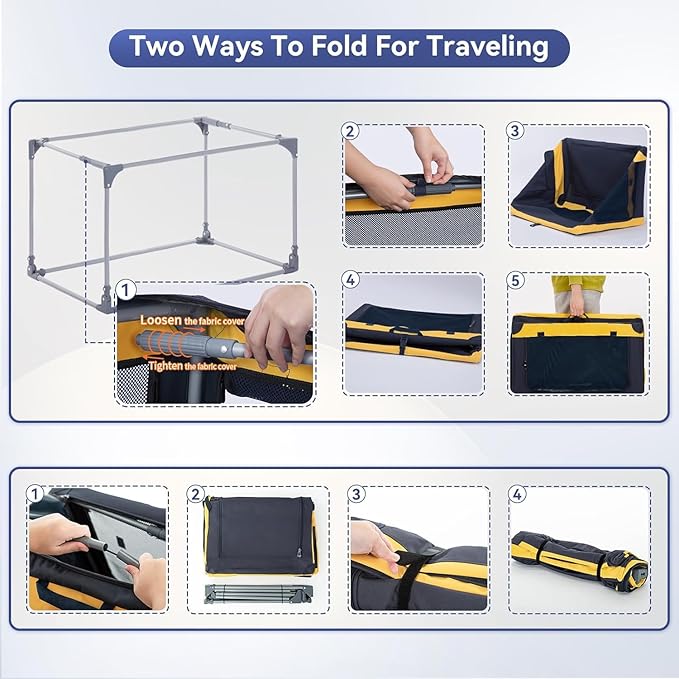 A 4 Pet Soft Dog Crate 30 Inch Small Portable Collapsible Pet Travel Kennel, 3-Door Lockable Zippers & Reinforced Steel Frame, Easy Setup, Mesh Panels — Ideal for SUV, Car, Camping & Home Use