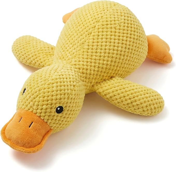 JINTONE Squeaky Plush Duck Dog Toy for Anxiety Relief, Durable Chew Duck Toy for Large Breeds & Puppies, Interactive Calming Duck Toy with Squeaker for Boredom Relief, Non-Toxic & Pet-Safe