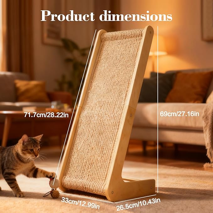 2-in-1 Cat Scratching Post with Replaceable Sisal Pads – Durable Scratcher Toy for Indoor Cats