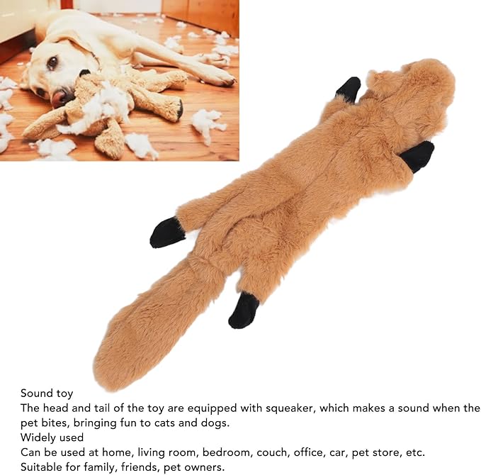 Soft Plush Squeaky Dog Chew Toy, Anxiety Relief, Teeth Cleaning, Interactive Pet Toy for Dogs, Cute Animal Design, Sturdy, Stress Relief (Light Brown)