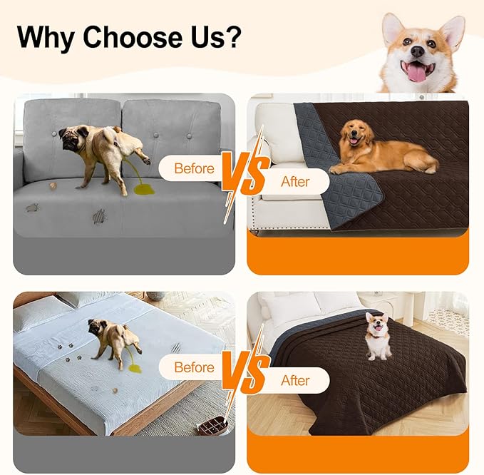 Smiry Waterproof Dog Blanket, 30x70 Inch Soft Pet Bed Cover Reversible, Washable Sofa Couch Furniture Protector for Small Medium Large Dog Puppy Cat, Geometric, Chocolate/Dark Grey