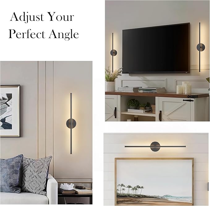 Battery Operated Wall Sconces, Warm White/Natural White/Daylight/RGB, LED Black Wireless Wall Light. 32.2 Inch