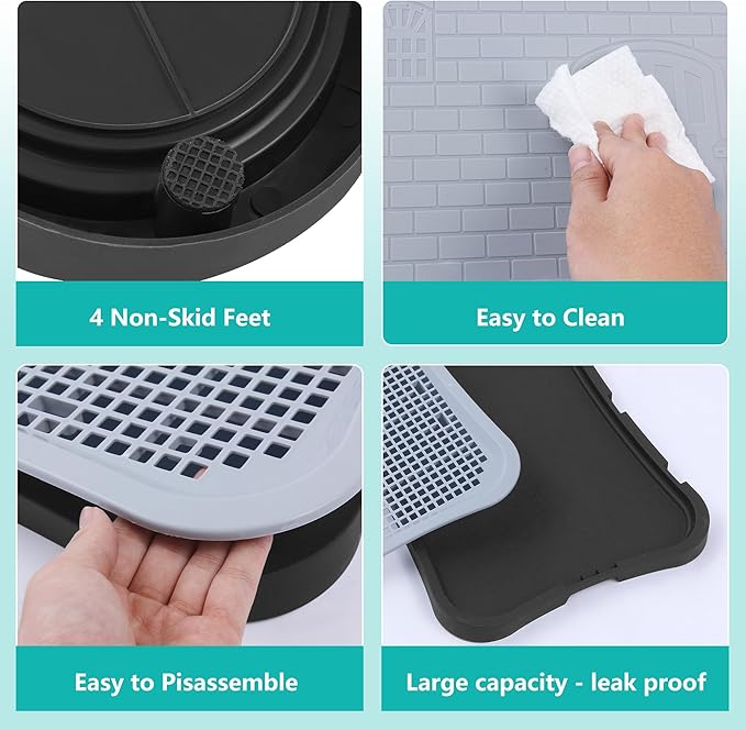 Indoor Dog Potty Pad, Changing Pee Pad Holder Training with Splash Guard, Puppy Pad Holder Tray for Small and Medium-Sized Dogs Indoor Outdoor, Waterproof Easy Clean Christmas Dog Toys Gift