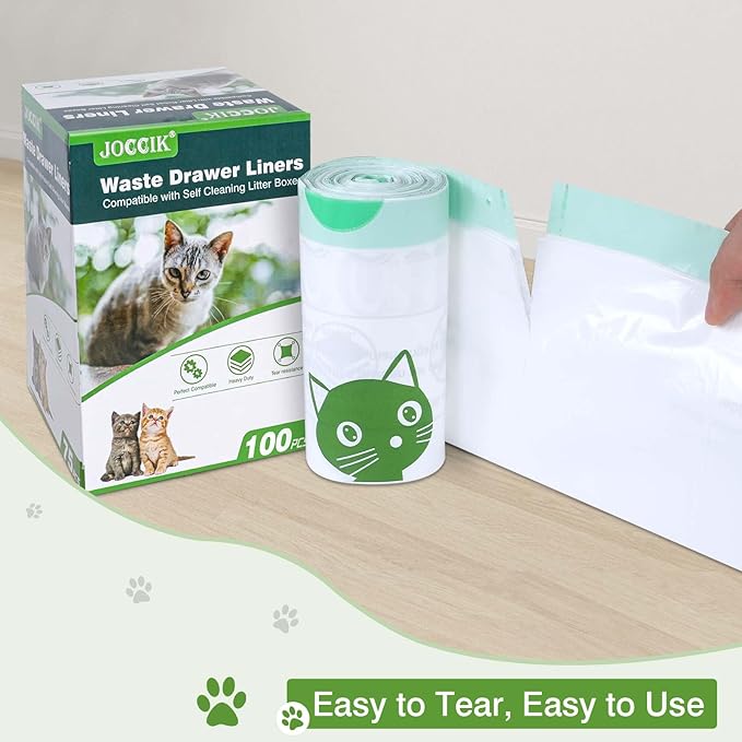 Cat Litter Box Liner Compatible with Litter Box Robot 4 & 3, Waste Bags 100 Pack, Waste Drawer Liners Heavy Duty White