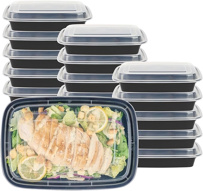 Restaurantware Asporto Microwavable To-Go Container - BPA Free PP Rectangular Take Out Food Container with Clear Plastic Lid - Catering & take out - 28 oz - Black - Plastic - Disposable - 100ct Box