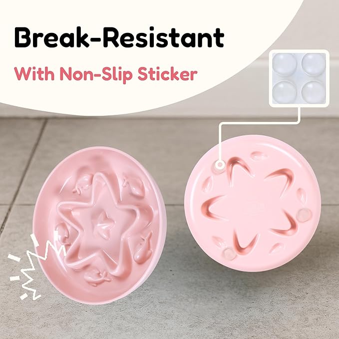 3 Pcs Cat Slow Feeder Bowl – Whisker Friendly Melamine Puzzle Feeding Cat Bowl for Slow Eating – Wet & Dry Food – Dishwasher Safe, Lightweight, Non-Slip (Blue+Pink+Green, 6.3'')